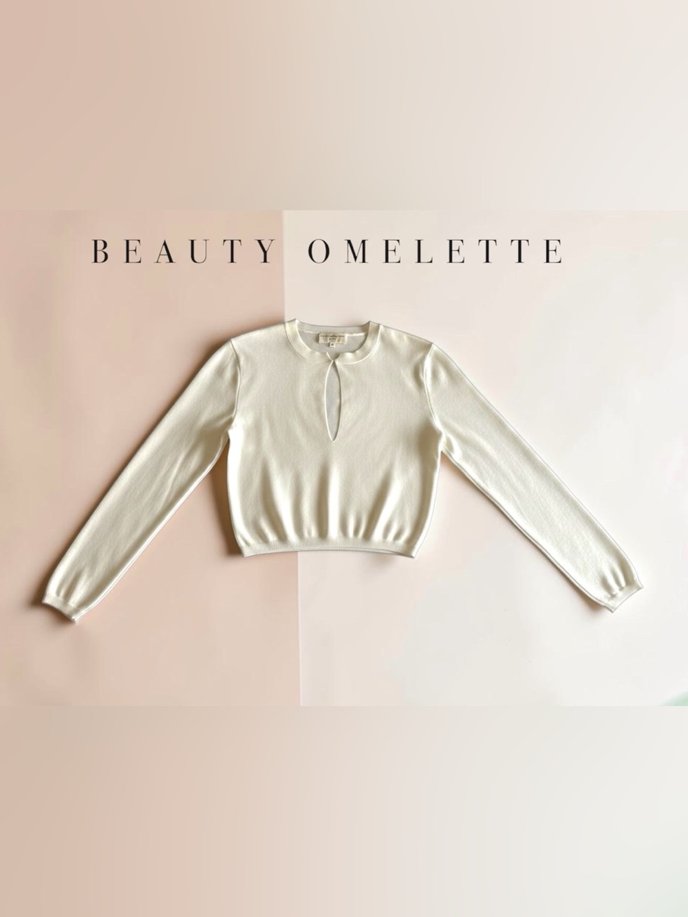 BEAUTY OMELETTE Off-White Teardrop-neckline Crop Top - Picture 2 of 9
